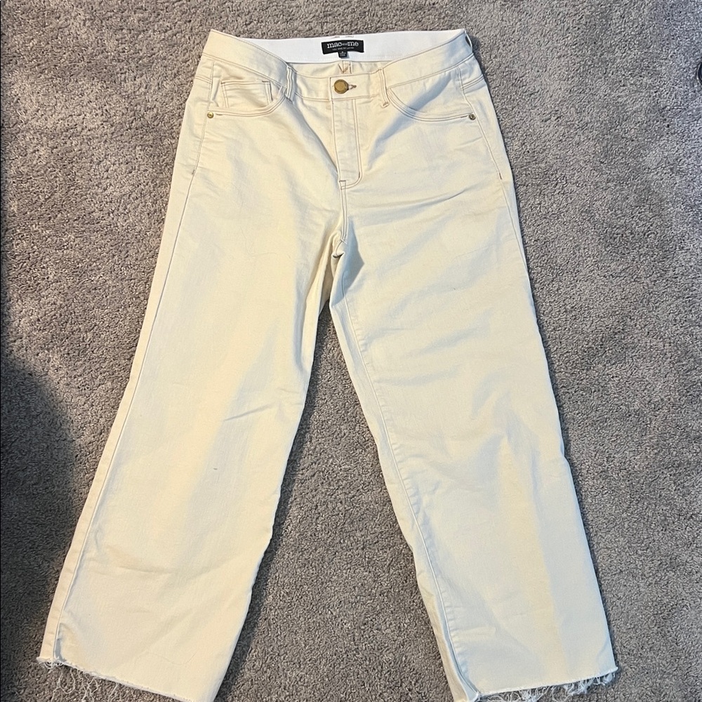 Mac and Me Cream Wide-Leg Jeans